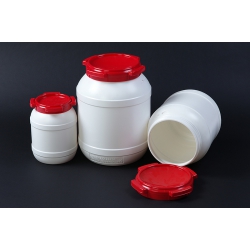 Contenitore in HDPE per liquidi e solidi con tappo a vite rosso Ø mm 270X270 lt 15,40 - 919901003 
